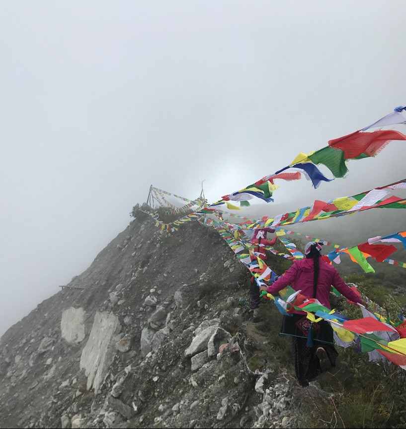 Flags on a mountaintop