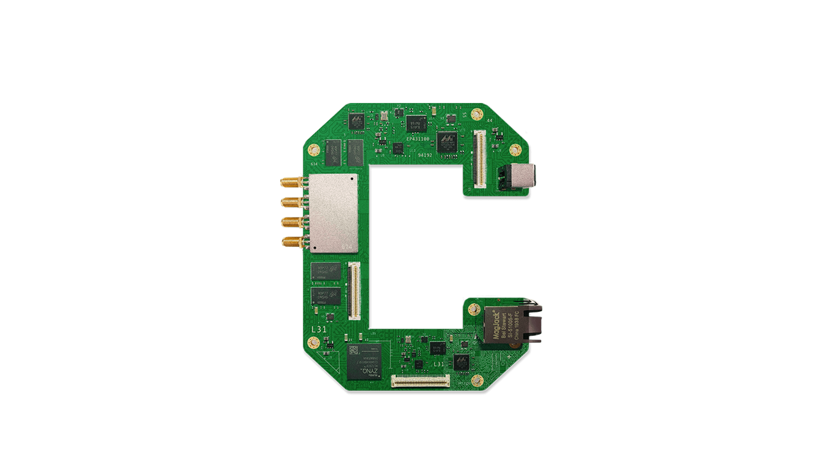Circuit board shaped like the Cornell C